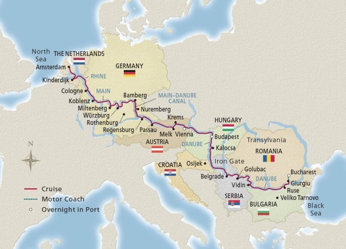 river cruise map europe