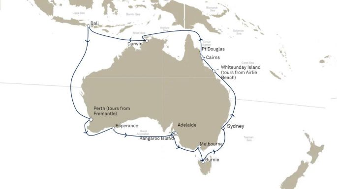 map of cruise around australia